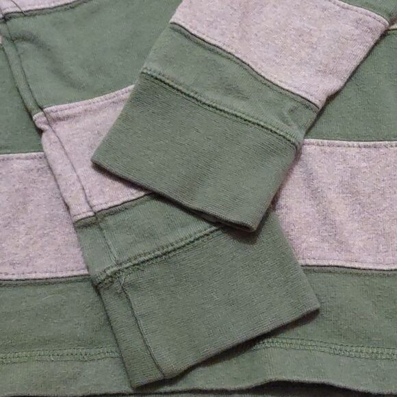 Urban Pipeline Boy's S green gray stripe‎ long sleeve collared pullover shirt - Picture 2 of 4